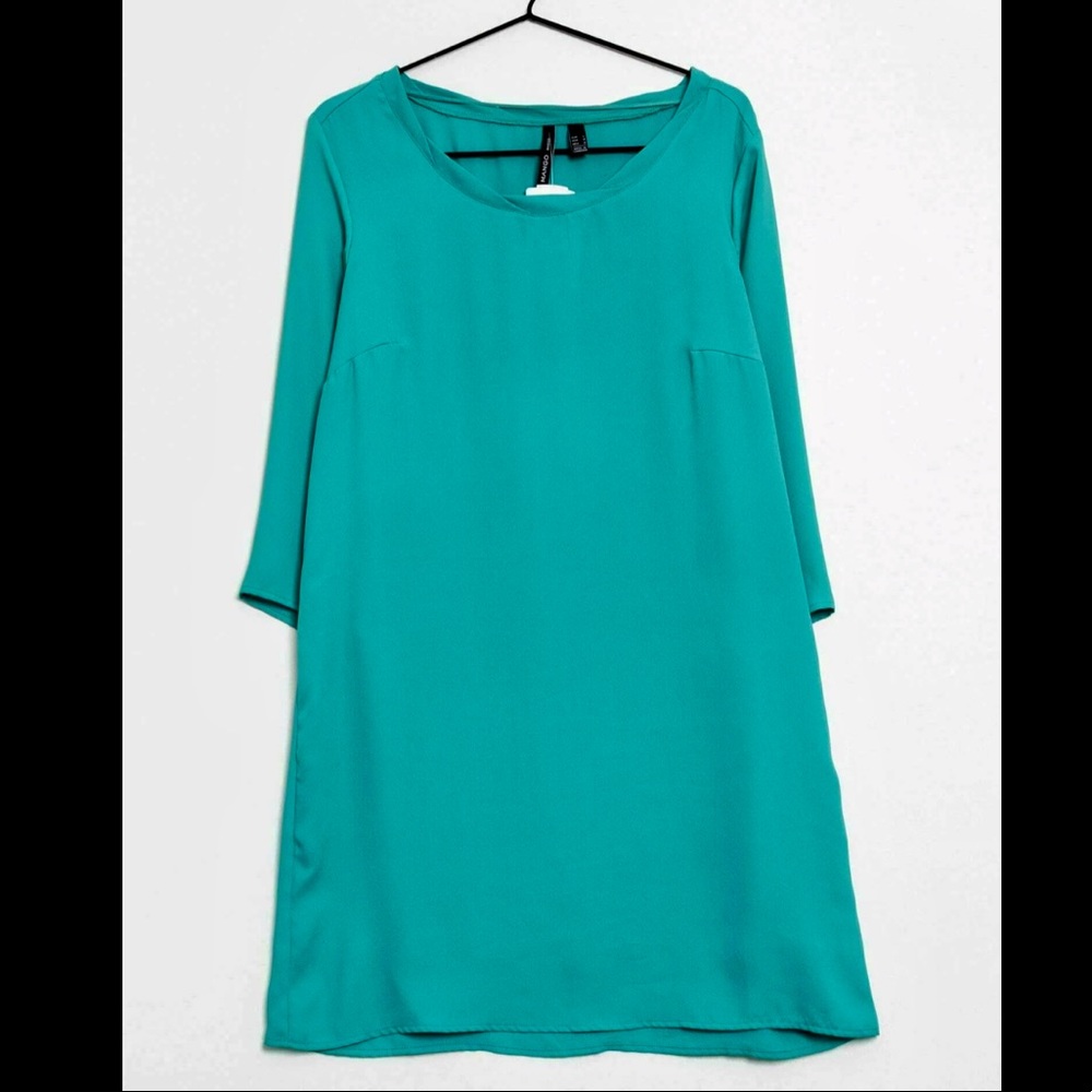 MANGO day dress. Turquoise/ Green. L